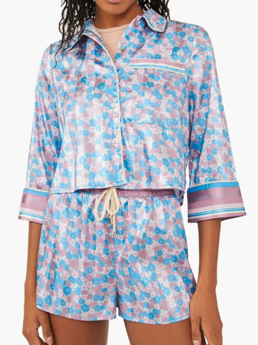 Free People Pillow Talk Floral Satin Pajama Set